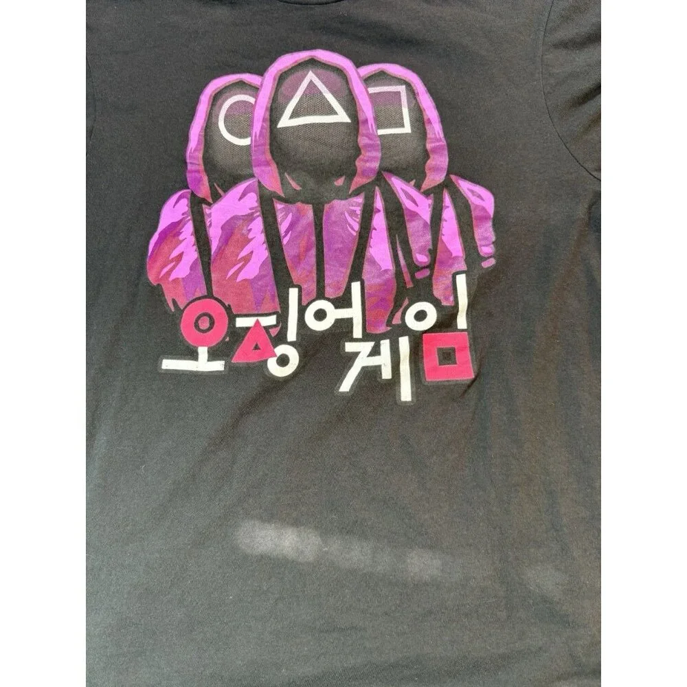 Netflix Squid Game Guards Logo Men's Large Black Purple Graphic T-Shirt - Picture 5 of 10